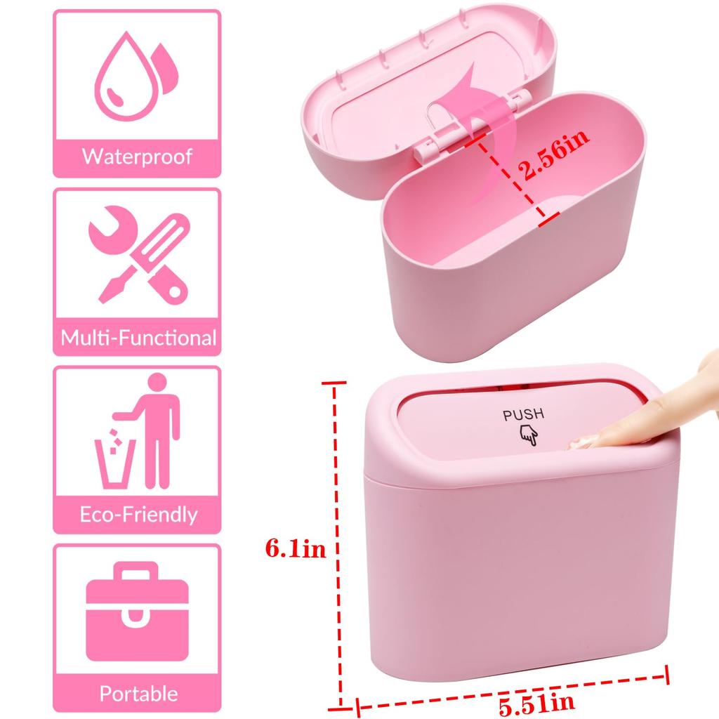 Car Trash Can Bin with Lid - 2 Packs Universal Vehicle Mini Leakproof Garbage Can Bin with 40pcs Trash Bags Can Organizer Storage for Front Back Seat