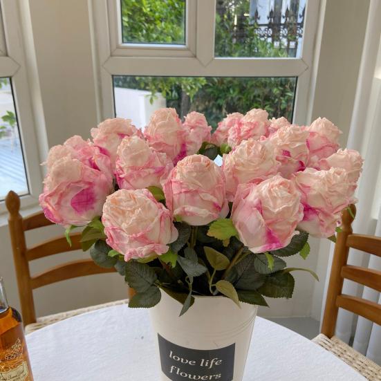 Artificial Roses Realistic Faux Flowers with Bendable Stems Fake Roses In Bulk for Home Vase Wedding Centerpiece Party Decor