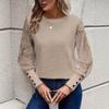 Spring and Autumn Women's Round Neck Lace Splicing Long Sleeve Top
