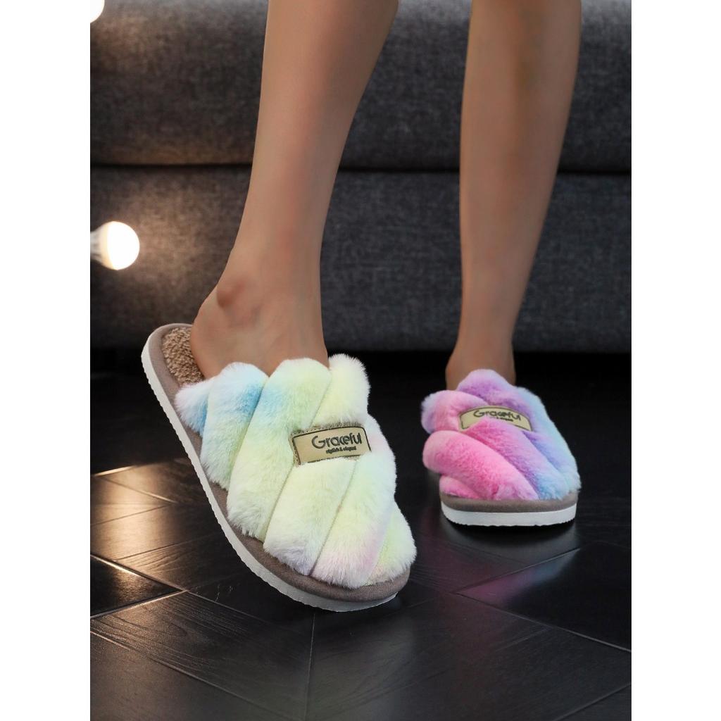 Hemma Håriga Tofflor med Öppen Mun för Värme, Vår- och Hösttofflor för Par, Höst- och Vintergolvtofflor