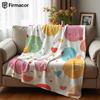 Color Bubble Heart Cartoon Anime Print Flannel Blanket Soft Warm Throw for Kids Bedroom Sofa Bed Christmas Office Car