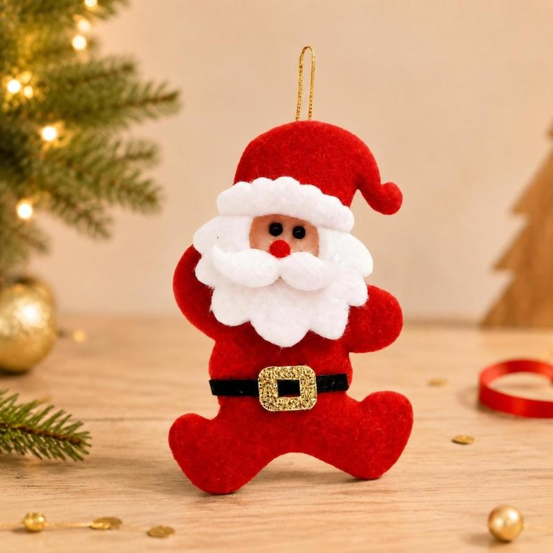 Christmas Character Ornament Soft Fabric with Filled Profile, Integrated Loop, and Placement Without Separate Tools