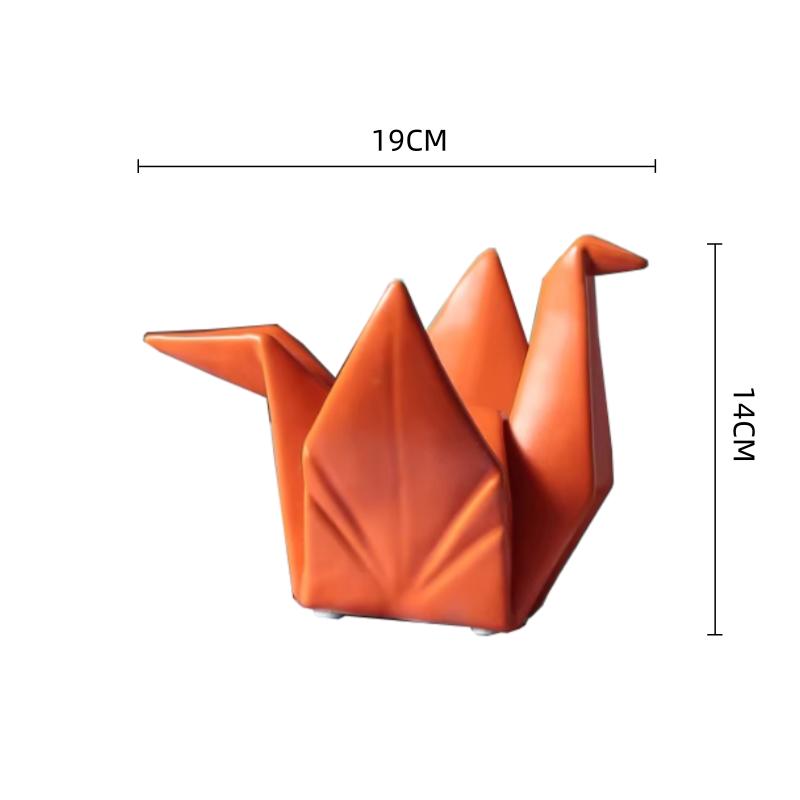 Creative Paper Cranes Ceramic Handicrafts Geometric Origami Sculptures Bird Swan Decorative Figurines Home Decoration