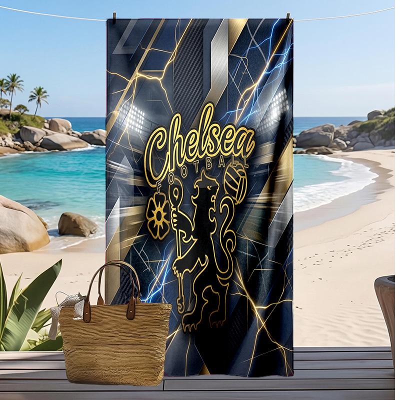 Chelsea FC Printed Beach Towel Quick Dry Soft TowelPortable Large Rectangular Beach Blanket for Travel Swimming Pool