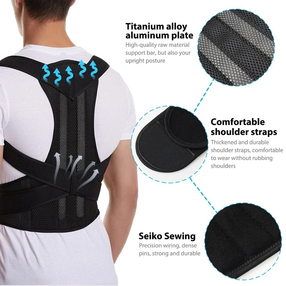 Back Brace Posture Corrector for Women & Men, Adjustable Back Lumbar Support Belt Shoulder Posture Support for Improve Scoliosis