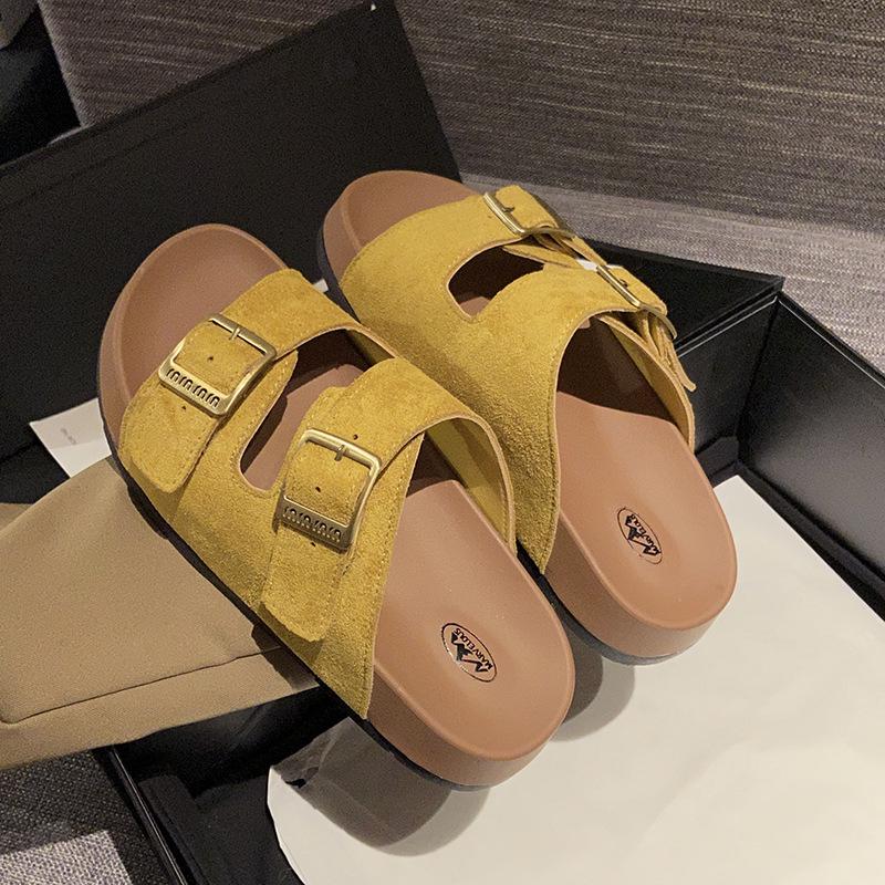 Slippers women's summer outer wear 2025 new thick-soled casual non-slip soft-soled beach one-word sandals retro vacation shoes