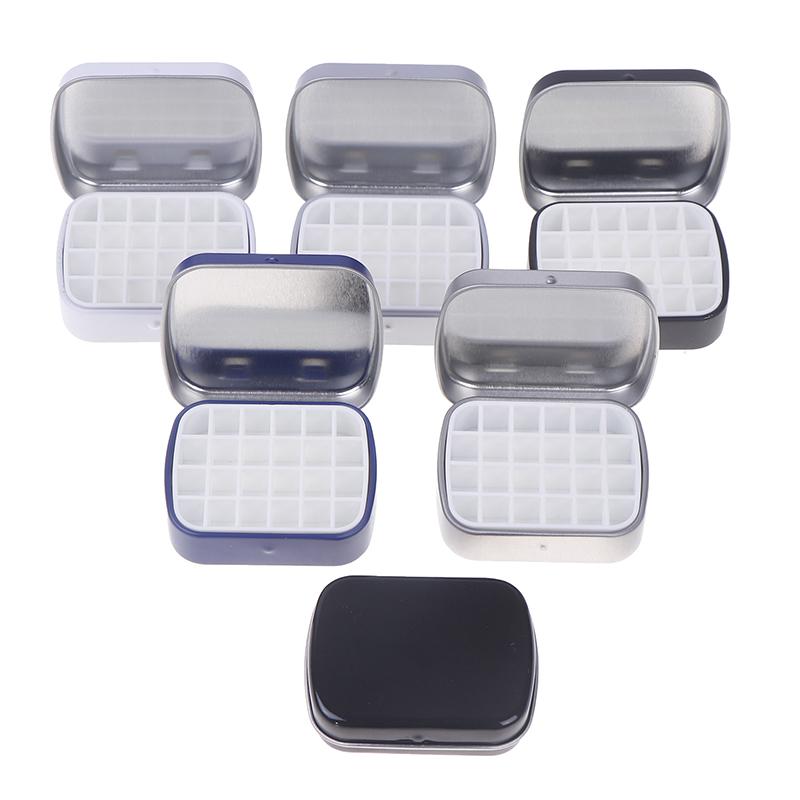 Portable Empty Watercolor Tin Box 24 Grids Mini Watercolor Paint Palette Travel Painting Paint Tray Art Supplies