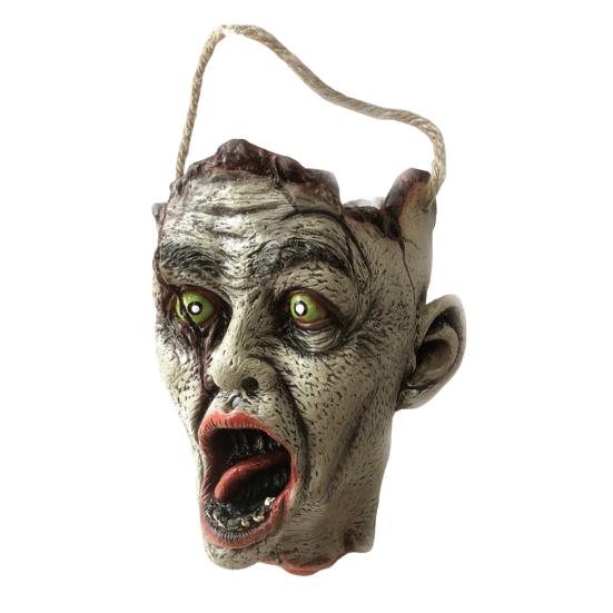 Halloween Spooky Candy Bucket Zombie Head Handbag Creepy Trick or Treat Candy Pail for Halloween Party Haunted Houses Decoration