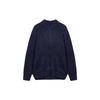 Solid Color Half-Zip Pullover Long Sleeve Mock Neck Knit Sweater Men Sweater Ocean-Blue 460948-67