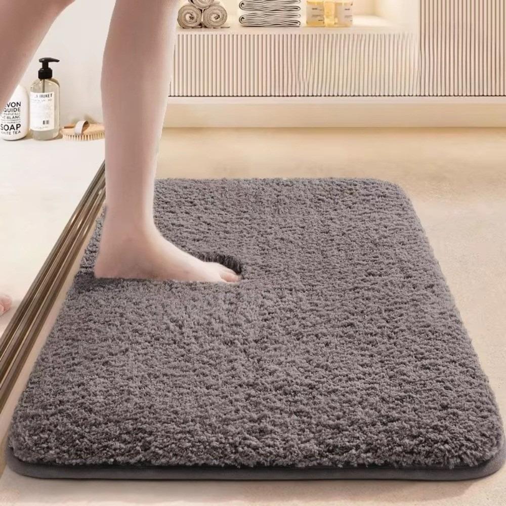 Ny Halkfri Badmatta Sammet Förtjockad Duschrumsdörrmatta Absorberande Krypterad Fluffig Badrumsmatta Badrumstillbehör