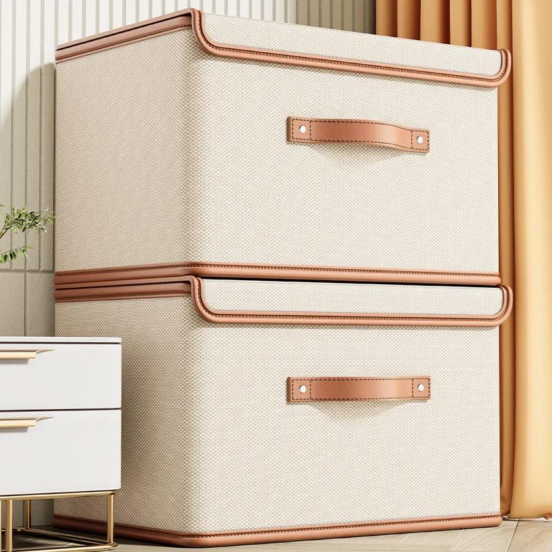 Dustproof Storage Box with Lid Large Capacity Foldable Clothes Storage Box Double Thickness Moisture-proof Storage Box