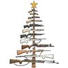 Black T Shirt Christmas Tree Rifle Pattern Casual Wear for Men and Women