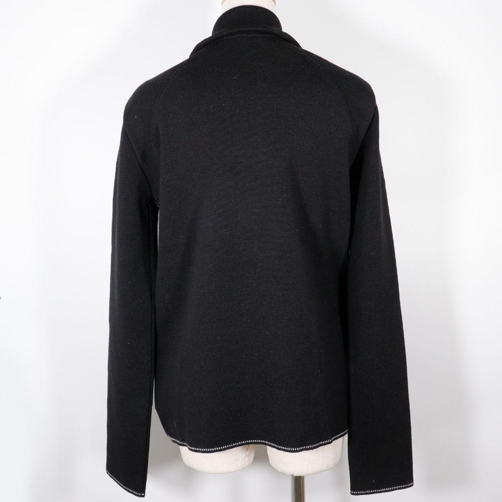 Chanel Sports Line Cardigan P22075V01420 Side Logo 03A Black Wool Women Used