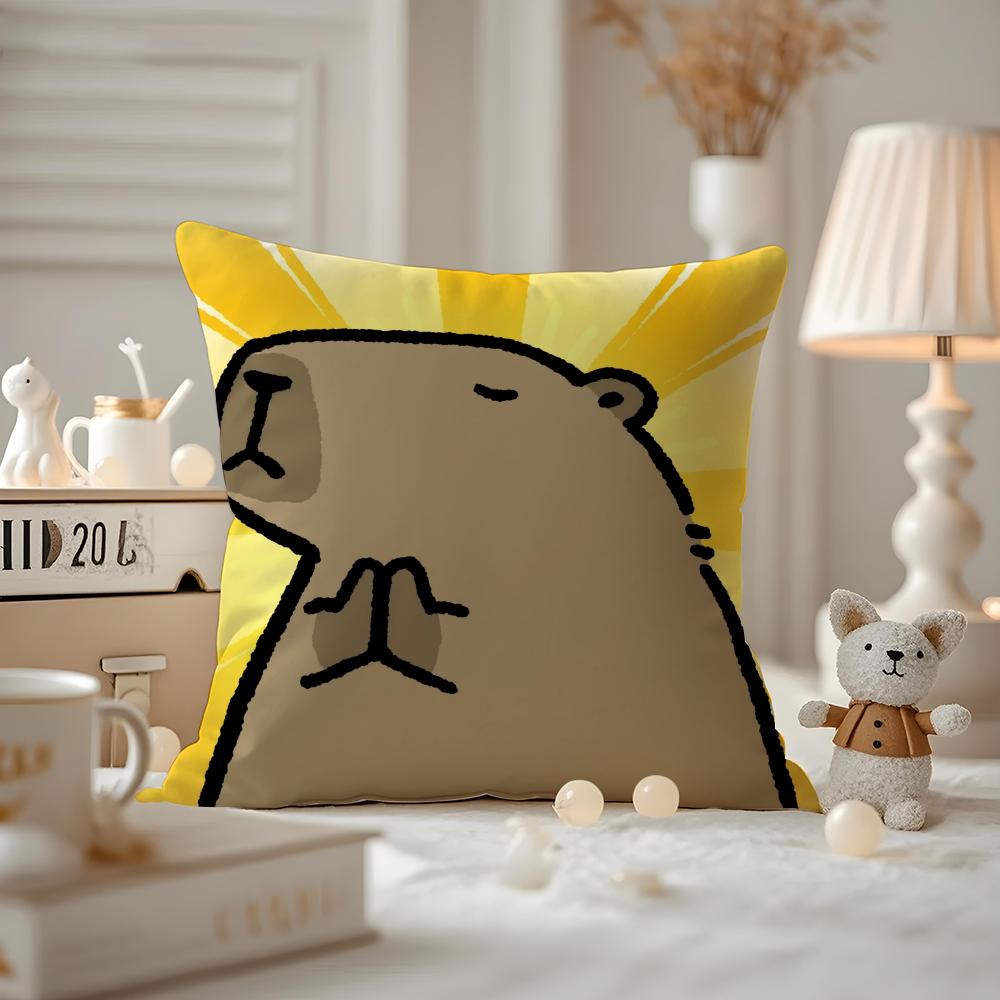 

Cushion Cover Anti-dustmite Pillowcase Invisible Zipper Silky Short Plush Sofa Cushion Cover Capybara Cartoon Cute 30cmx30cm