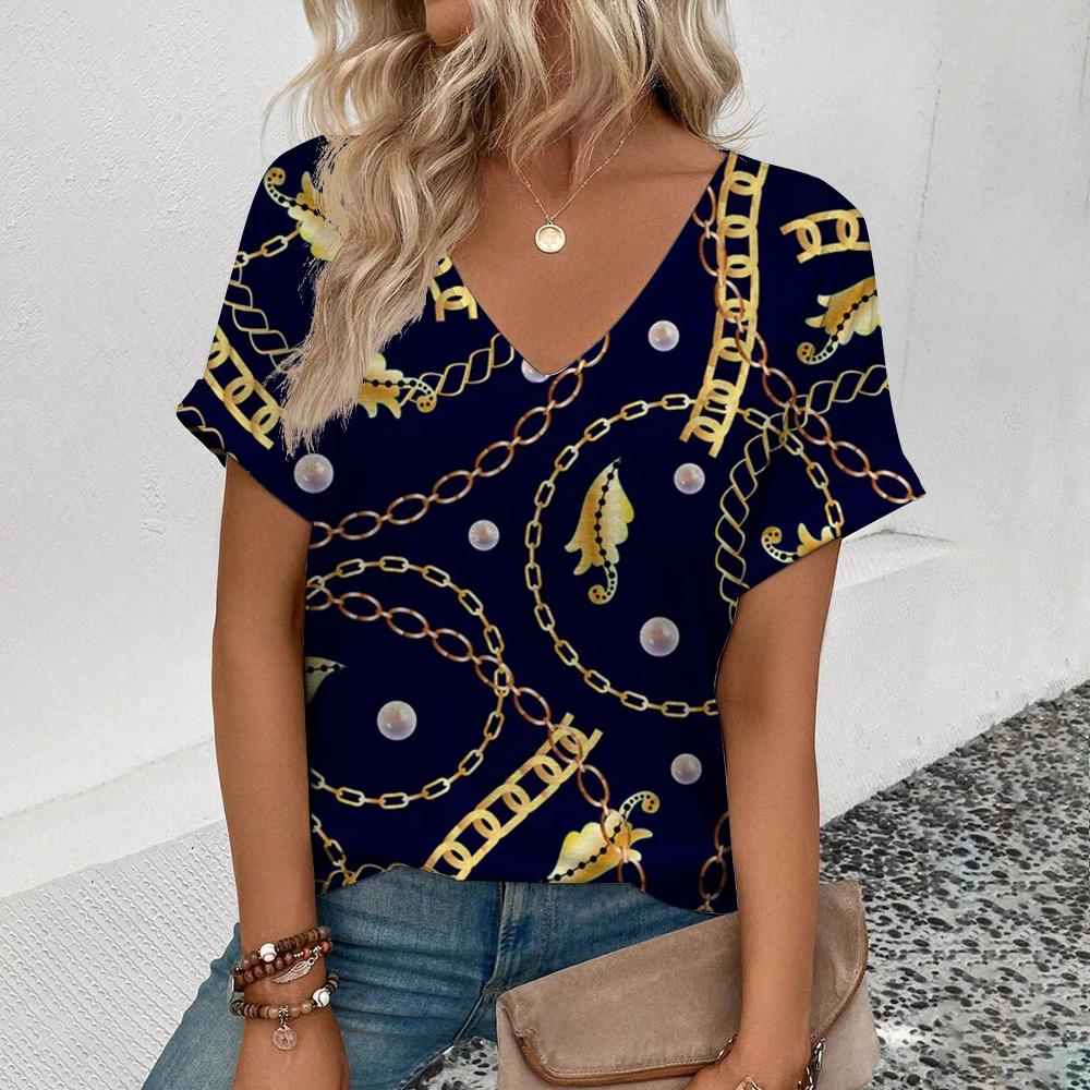 

Женские футболки больших размеров с v-образным вырезом и короткими рукавами, одежда в стиле ретро, ​​свободный пуловер, топ с 3d принтом, вентилируемые, 2024, новые летние футболки 8XL