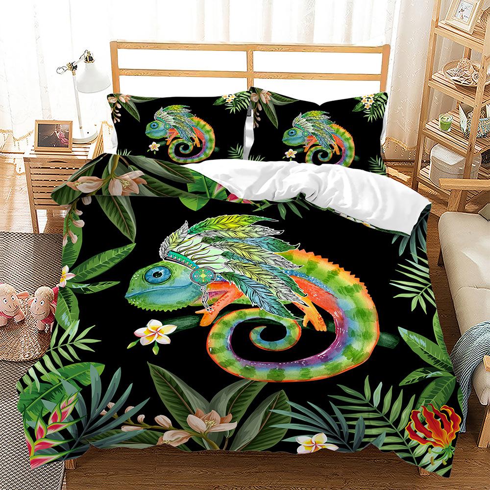 Lizard Animal Bed Three-Piece Quilt Cover 3D Digital Printing Kit