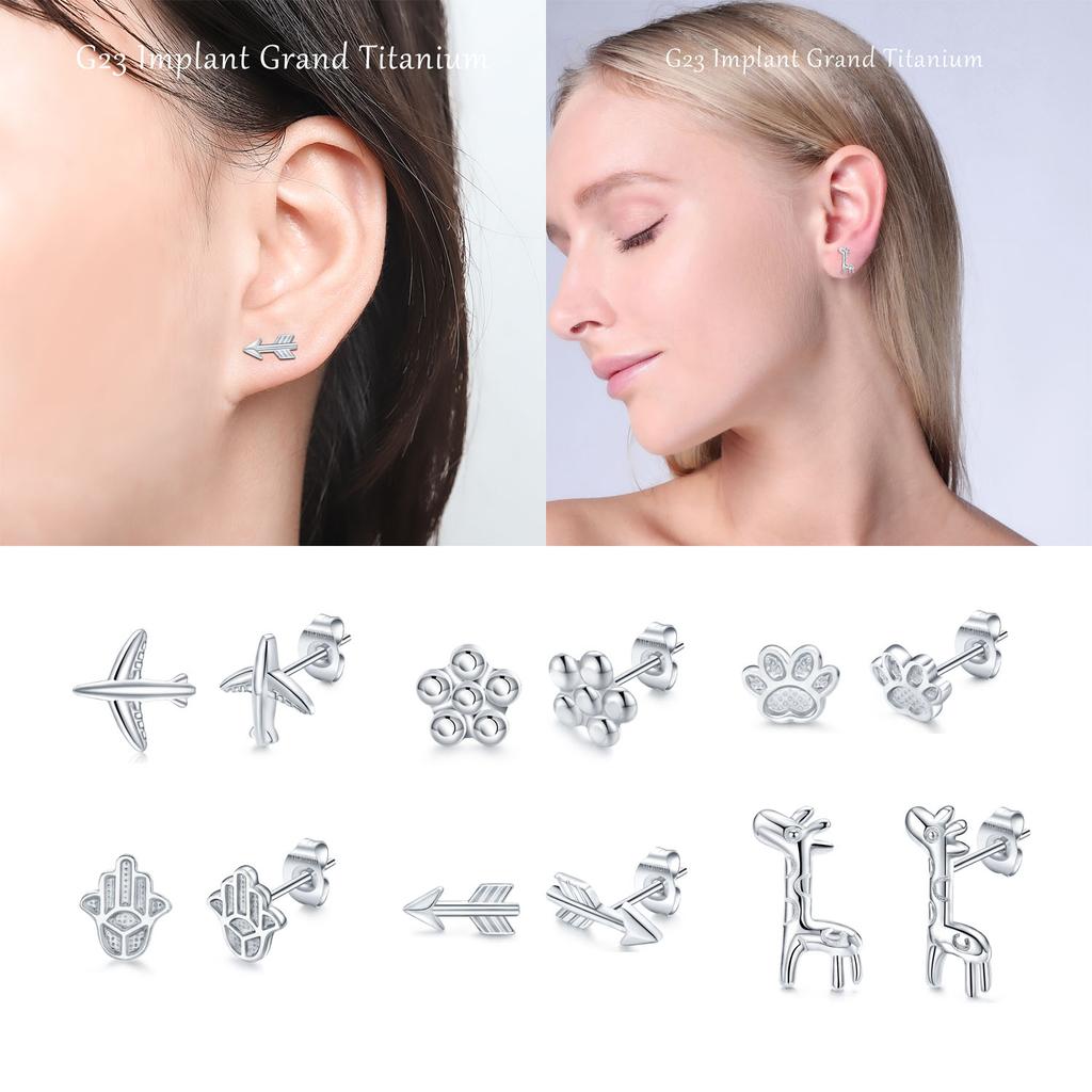 Implantatgrad G23 Titan Ohrstecker für empfindliche Ohren Stecker für durchgestochenen Knorpel, Ohrläppchen Ohrringstecker für Frauen, Mädchen, Kinder