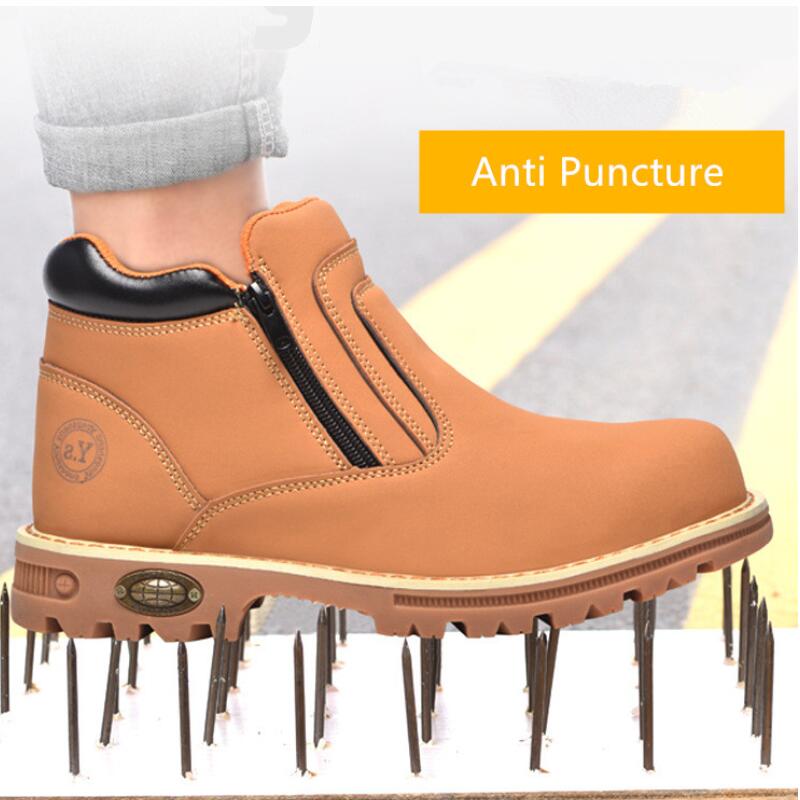 Work Shoes for Men Waterproof Safety Shoes Man Anti Spark Leather Boots Man Anti Puncture Anti Slip Welder Shoe Black Work Shoes