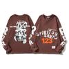 Rabbit Graffiti American High Street Loose Long Sleeve T-Shirt Men's and Women's Large Size