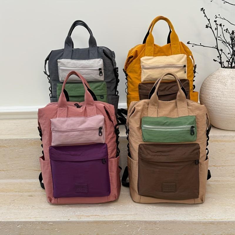 Women's Color Matching Casual Backpack Computer Bag