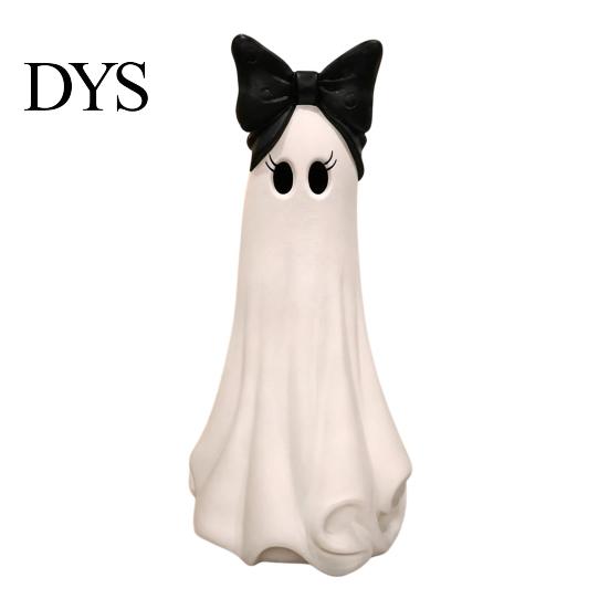 Spooky Season Decorations Cute Ghost Resin Ornament, Matte Finish Desktop Figurine, Decorative Decor for Living Room Halloween Statue Home Entrance