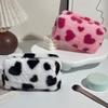 Cute Sweet Heart Pattern Plush Pencil Case Girly Women Large Capacity Cosmetic Bag Travel Portable Storage Bags Organizer Gifts