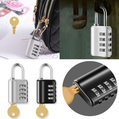 Security Combination Lock with Key 4 Digit Password Lock Backpack Zipper Lock Luggage Padlock Dormitory Cabinet  Lock