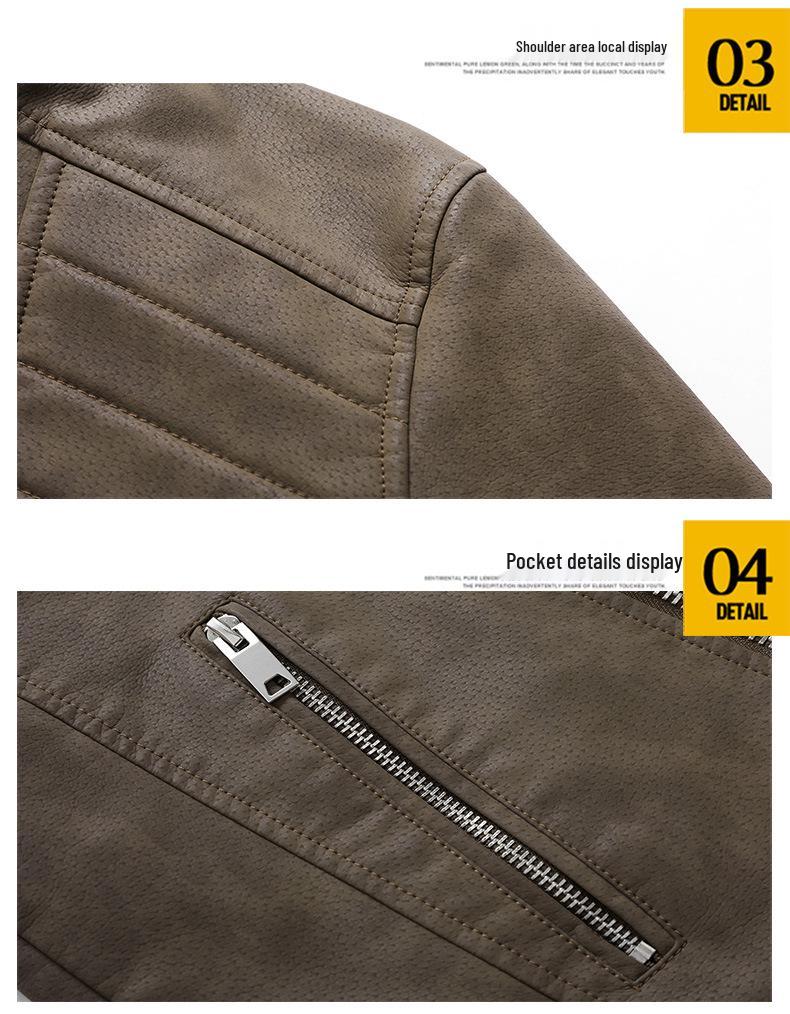 New Men's Asymmetrical Zipper Leather Motorcycle Jacket - European & American Style