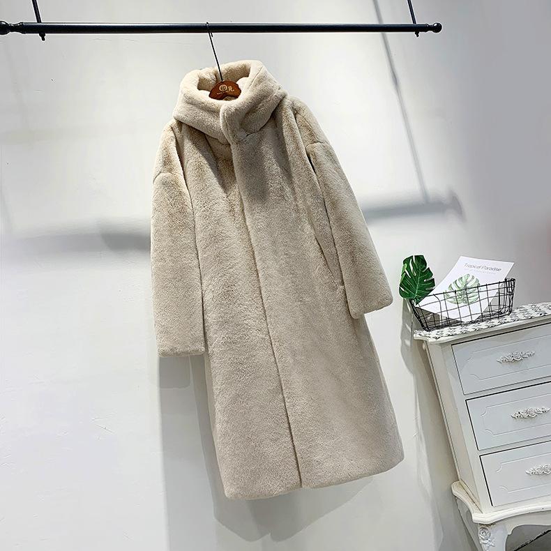 

Женские осенне-зимние корейские пальто из искусственного норкового меха, утолщенное свободное бархатное плюшевое пальто, длинное пальто XXXL бежевый