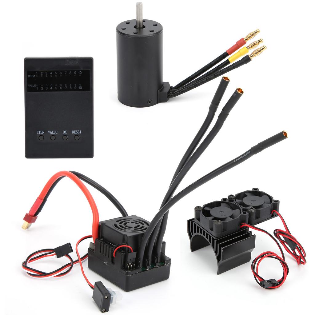 3660 3800KV Brushless Motor 80A ESC+Programmer Card Motor Heat Sink Set for 18 RC Car