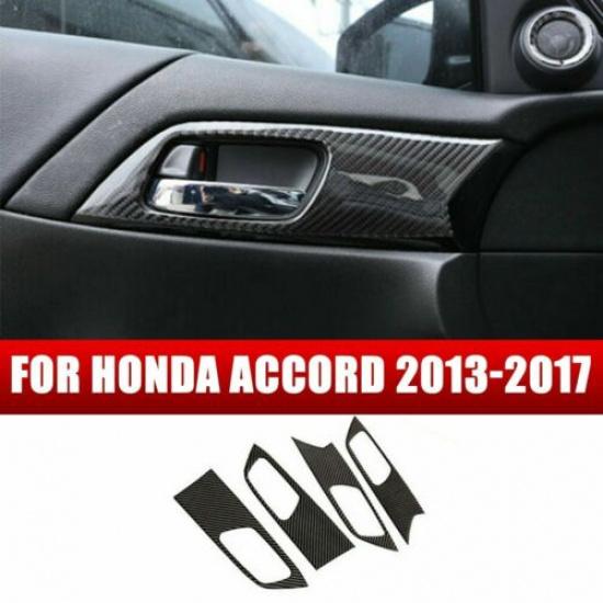 For Honda Accord 2013-2017 Real Carbon Fiber Interior Door Handle Cover Trim Kit