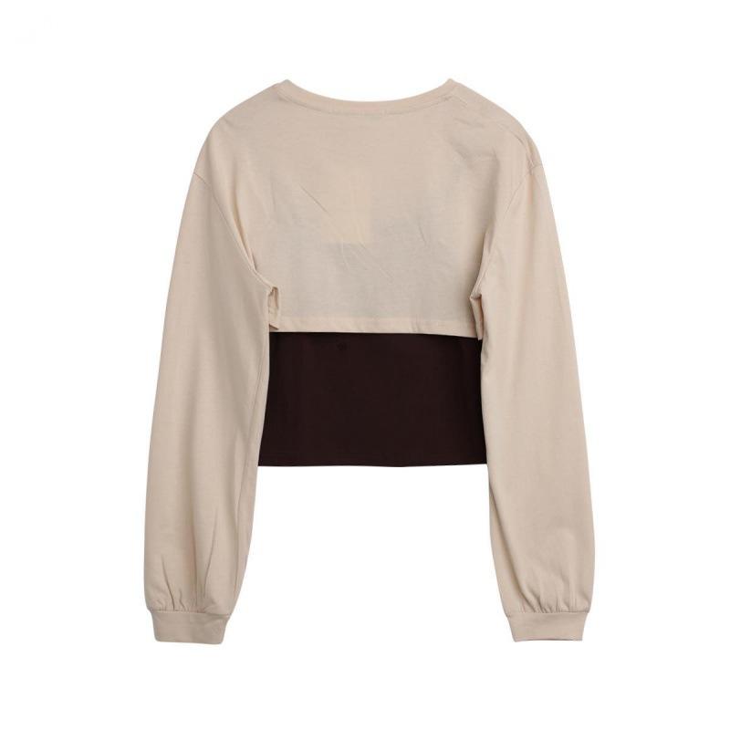 Fake Two-piece Suspender Long Sleeved T-shirt Top Women's Pure Desire Short Top Hottie Streetwear New Fashion Spring and Summer