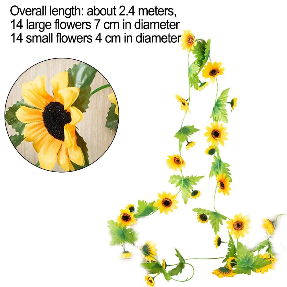 Lifelike Sunflower Garland Artificial Flower Garland For Windowsills Long-lasting Maintenance-free Premium Silk Material