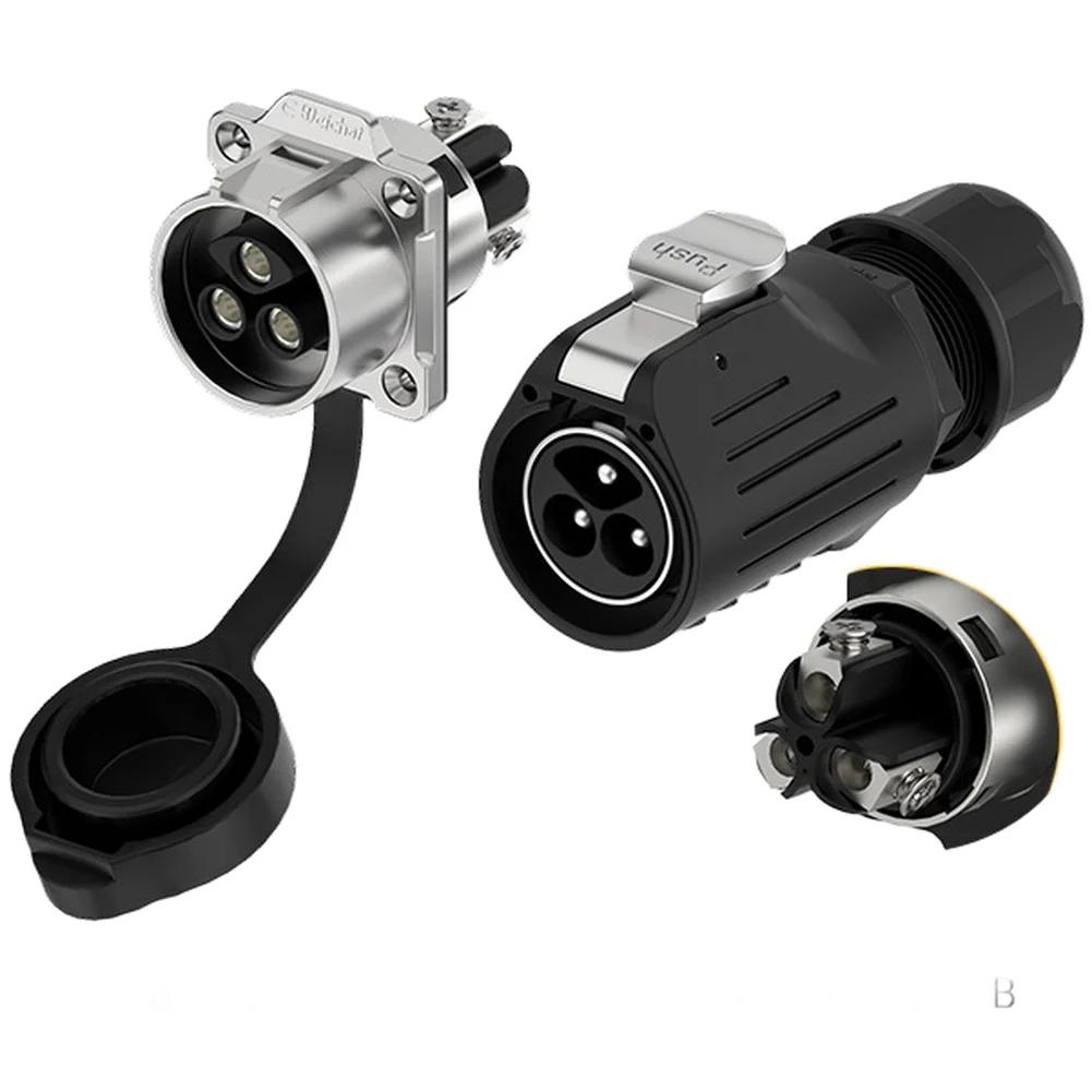LP 28 Waterproof Connector IP68 Screw Lock Circular 50A 500V 2 Wiring 2 Pin 3 Pin Copper Alloy Silver Plated Hardware Tool