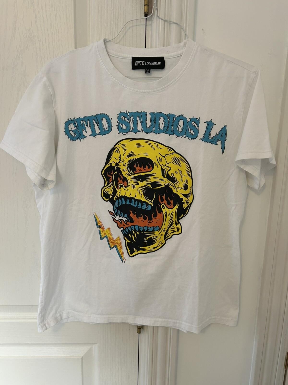 GFTD Los Angeles Mens XL T Shirt Skull Lightning Bolt Fire S разноцветный