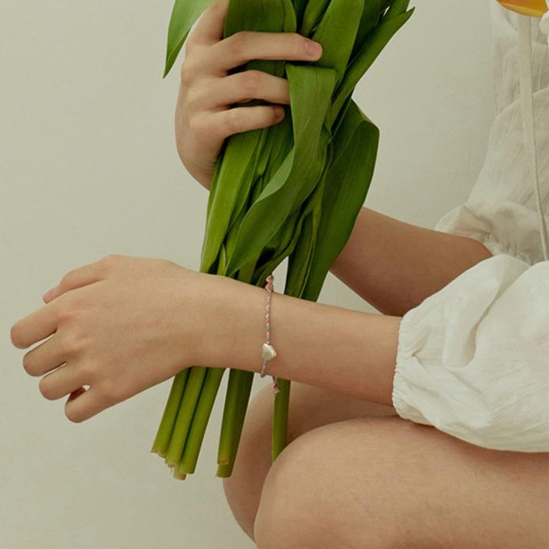 Murmur [925silver]Color Rope Heart Bracelet
