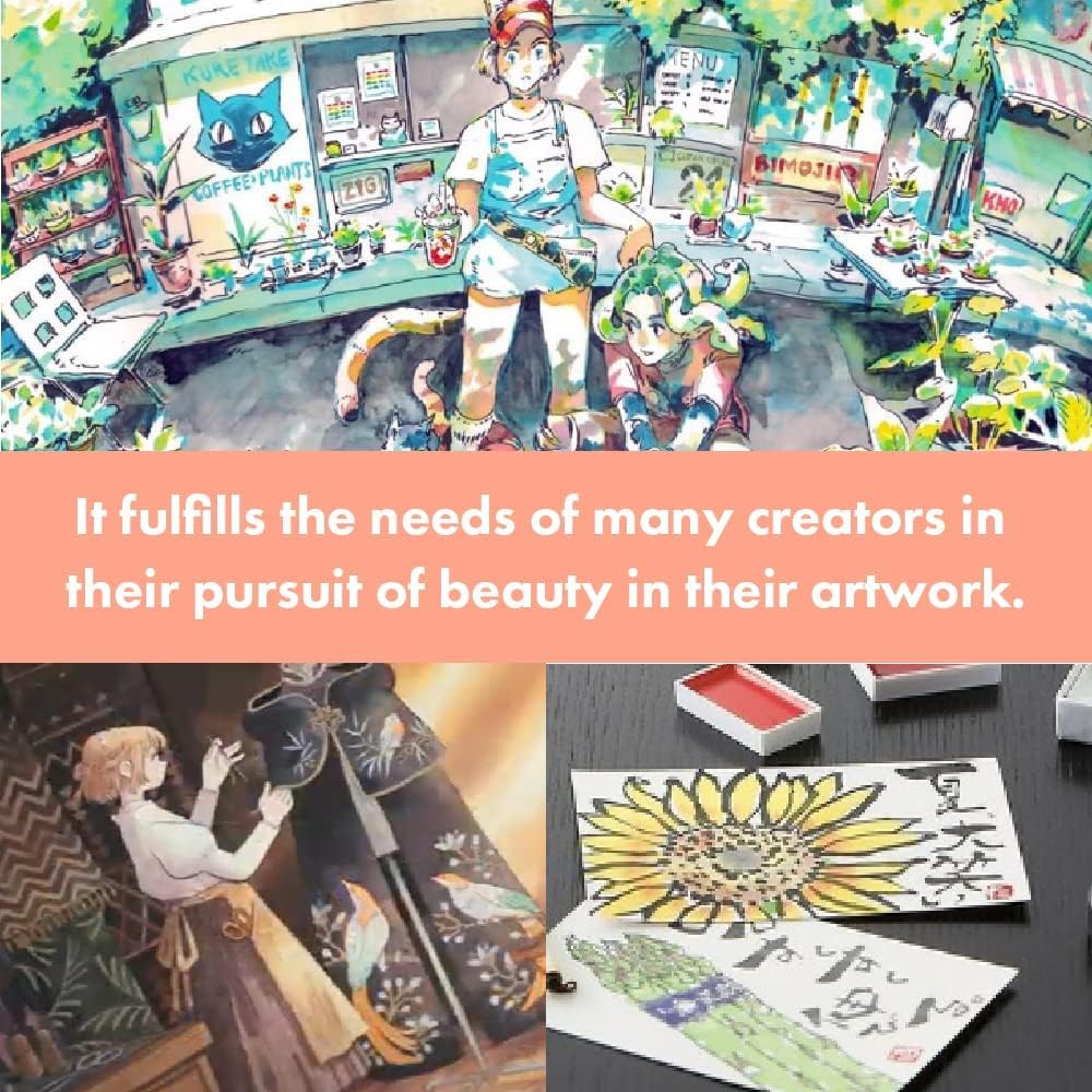 Kuretake Gansai Tanbi Set Paulownia Holz Vier Edle Farben, 100-Farben 4, Kasten, Muster, MC20/100WD4