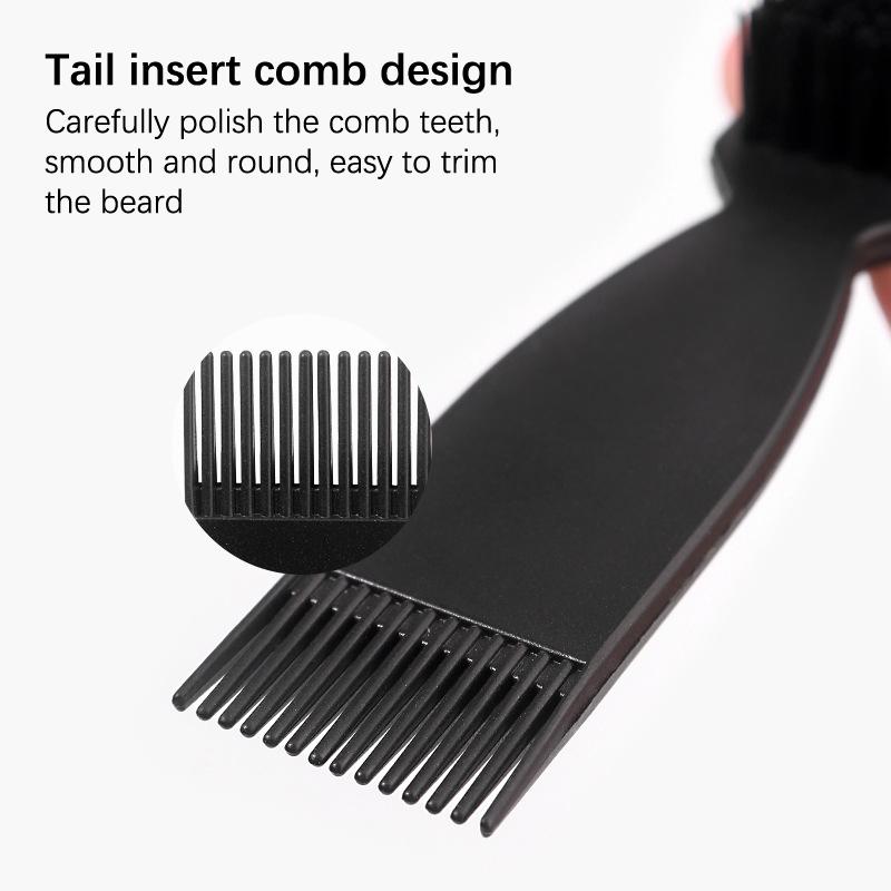 Black Small Beard Styling Brush Professional Shave Beard Brush Barber Vintage Oil Head Shape Carving Cleaning Brush Tools
