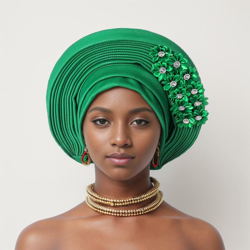 Hochzeit Mehrschichtiger Turbanhut Afrikanische Fächerförmige Kopfwickel Gefaltete Kopfbedeckung