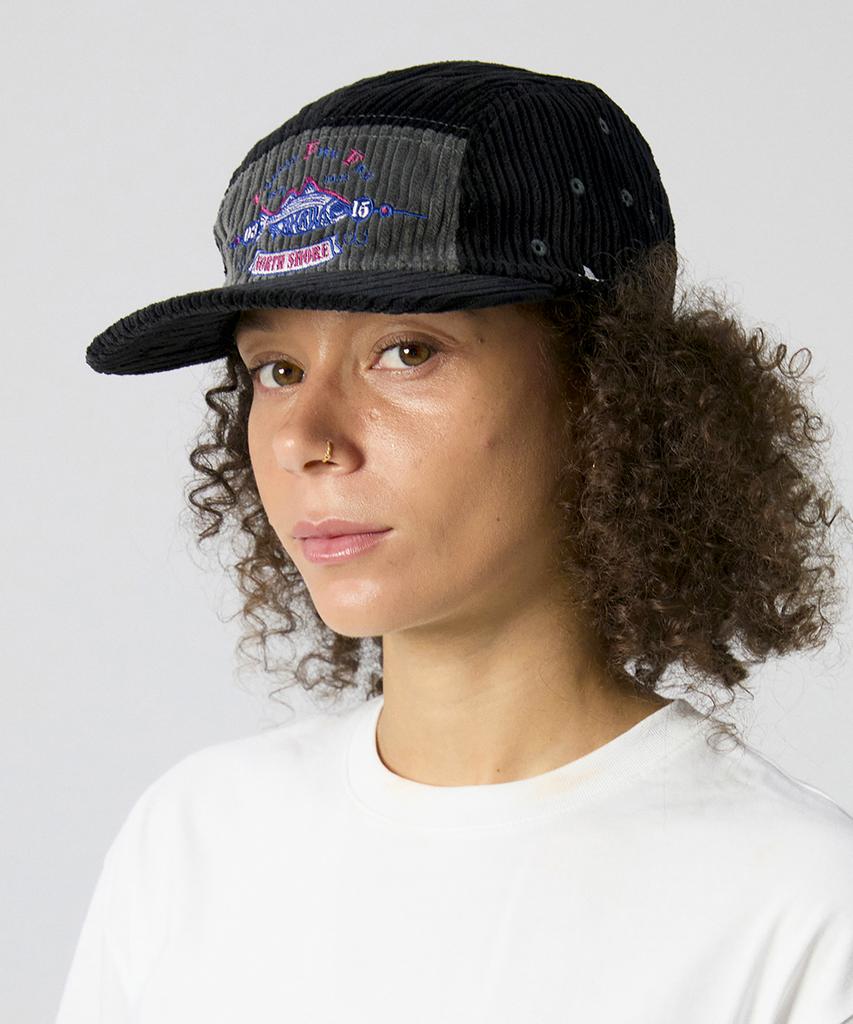 Akau Oversized Fishing Corduroy Camp Cap (Black)