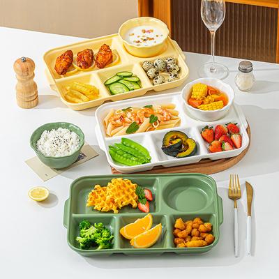 Ceramic Divided Dinner Plate Reusable Portion Control Plate 5 Compartments Snack Serving Dish Food Container Kitchen Tableware