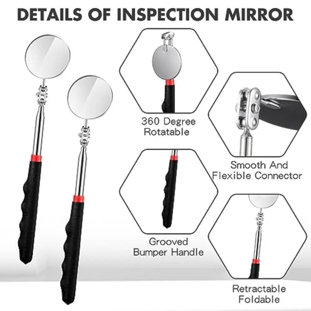 Round Extendable Adjustable Flexible Mirror High-definition 360° Swivel Mirror  Mechanic Repairing