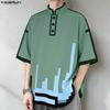 INCERUN Men Half Sleeve Round Neck Cartoon Print Oversized T-Shirts Tops