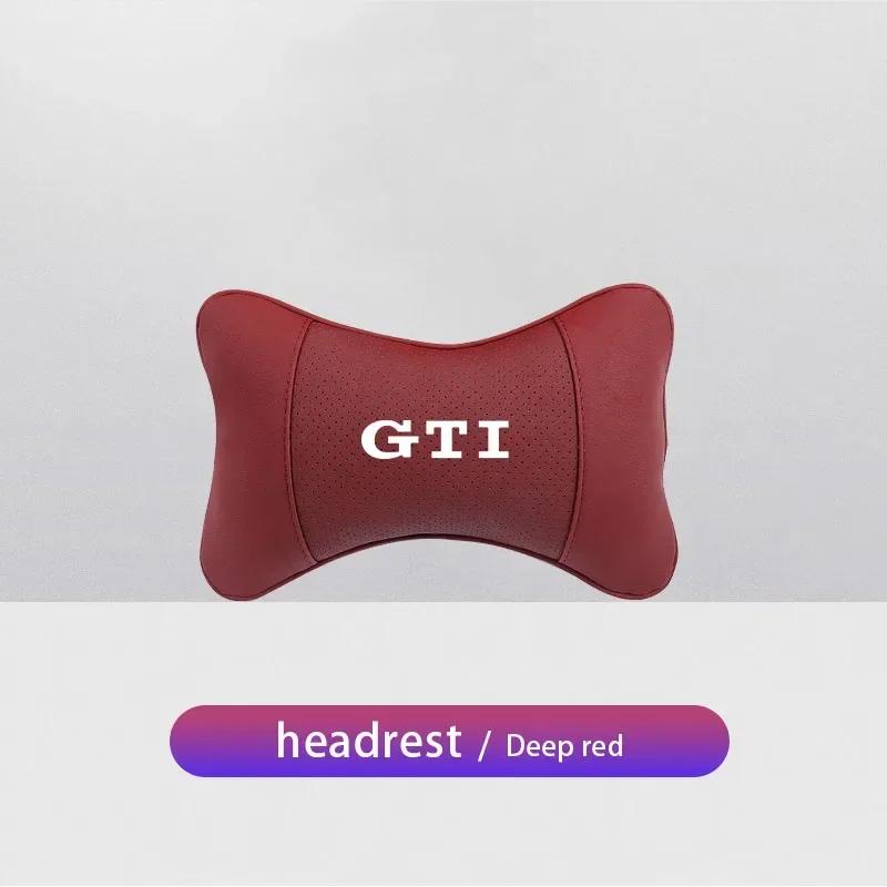 VW Car Leather Headrest Seat Head Support Neck Pillow For Volkswagen Polo Golf GTI CC Tiguan Arteon Passat Jetta Touareg ID.3