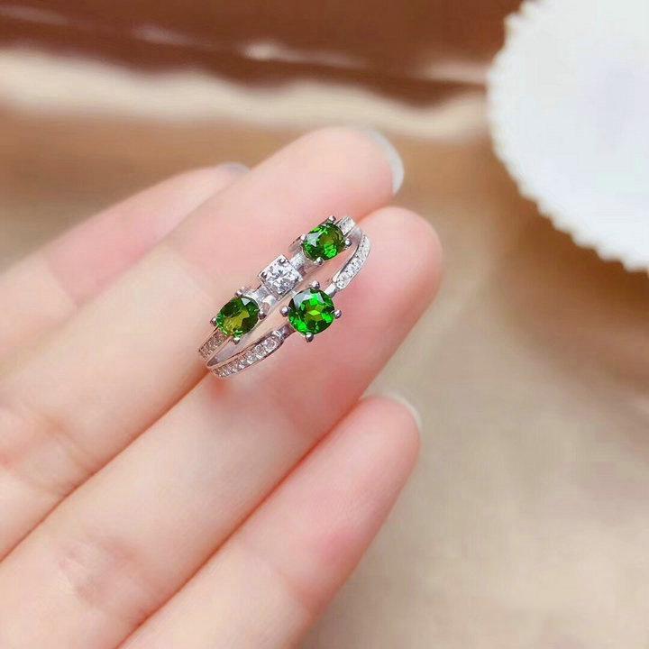 Exquisite Full Diamond Pave Simulated Emerald Tourmaline Women's Open Ring - Hot Selling Influencer Jewelry