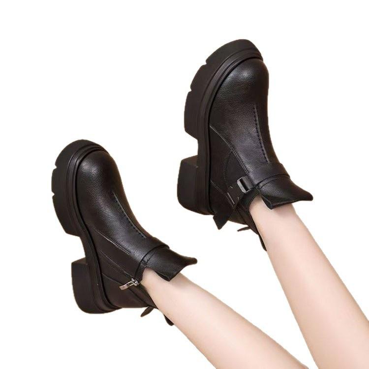 Small thick-soled Martin boots women's 2025 new autumn and winter British style retro versatile Chelsea short cotton boots