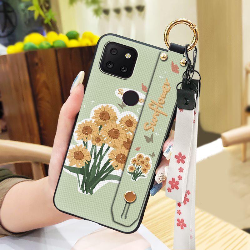 Back Cover Wrist Strap Phone Case For TCL T-Mobile Revvl 5G Phone Holder Flower Soft case Waterproof Ring Lanyard