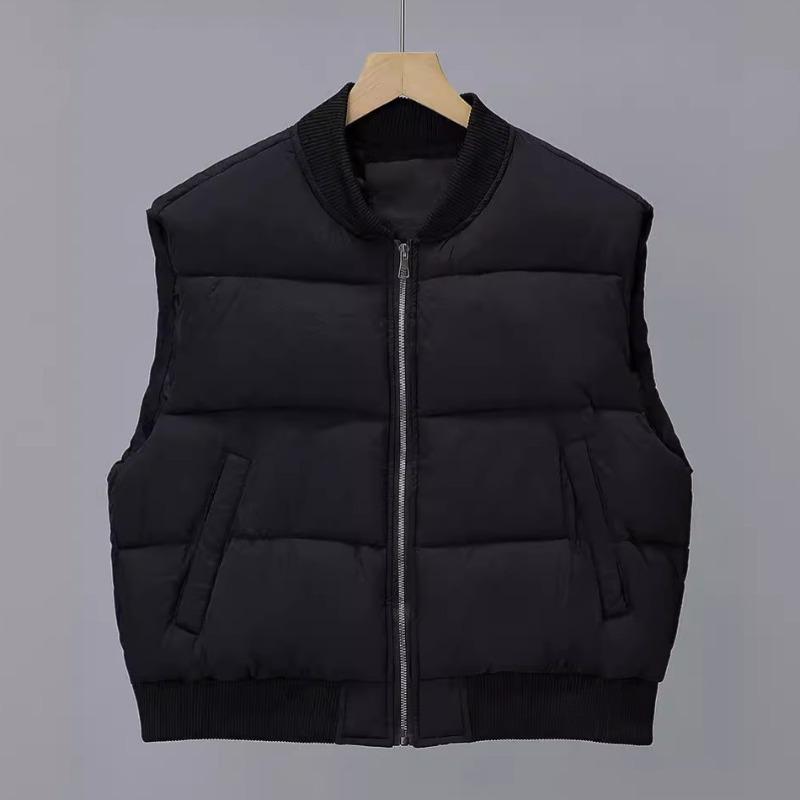 Cotton Vest Women's Autumn and Winter New Stand-up Collar Small Short Thickened Cotton Vest Jacket Tide
