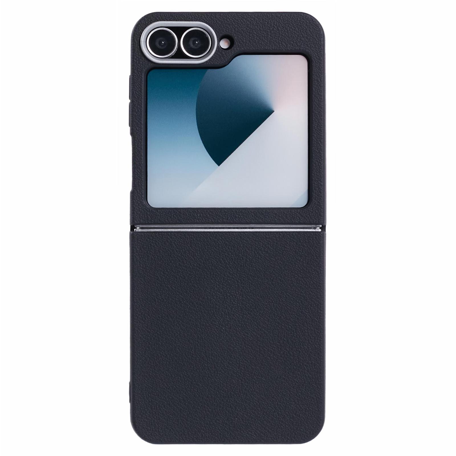 

For Samsung Galaxy Z Flip6 5G/Z Flip5 5G Case Leather Textured TPU Shockproof Phone Cover Black