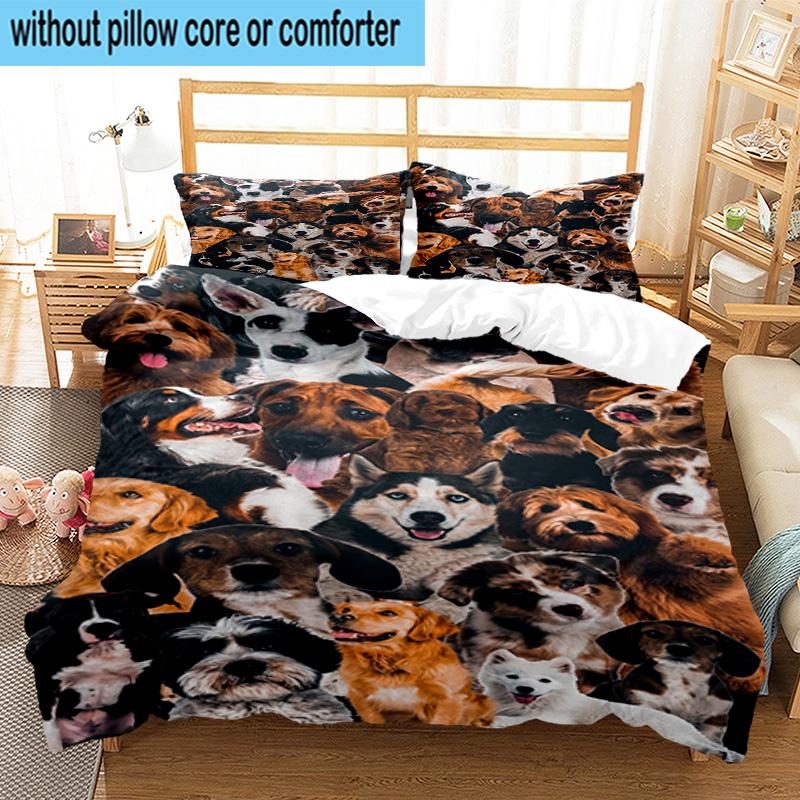 Butterflies And Bulldog Garden 3pcs Bedding,Including 1pc Duvet Cover And 2pcs Pillowcases Perfect for Christmas,Ideal for Bedroom, Dormitory